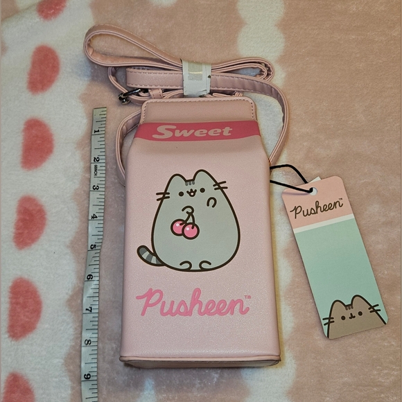 Pusheen Pink Fruit Juice Carton Crossbody New w/Tags Approx 9"×4" - Picture 2 of 11